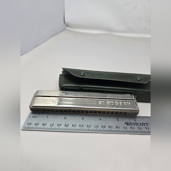 Vintage Hohner Echo Harmonica Silver Metal Body Original Green Carry Case Music - Picture 7 of 10